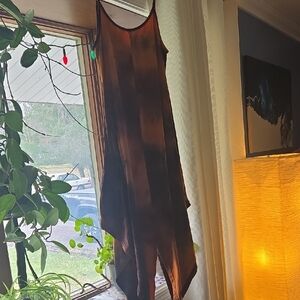 Brown Tie-Dye Slip Dress